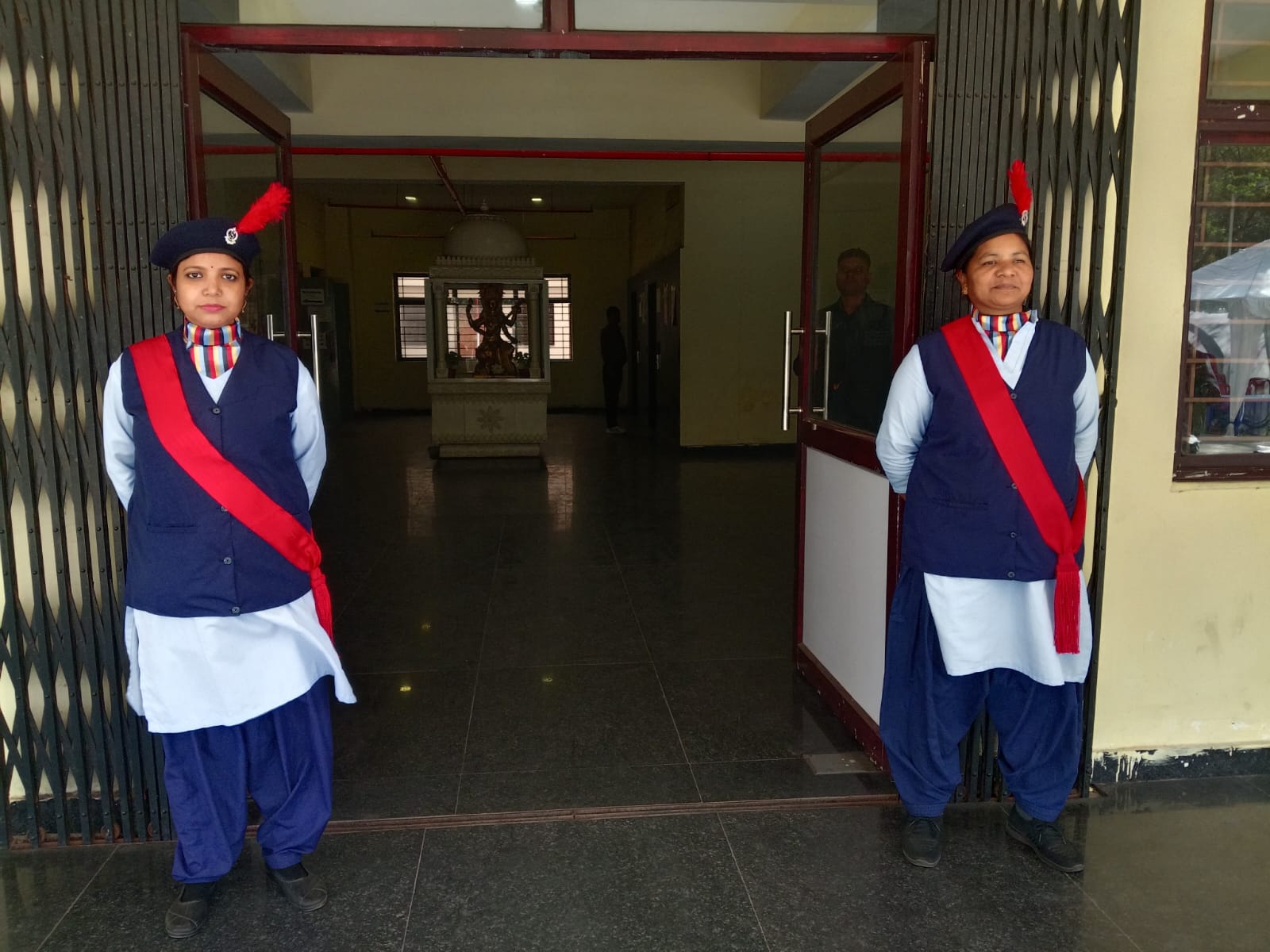 Female security guards at entrance